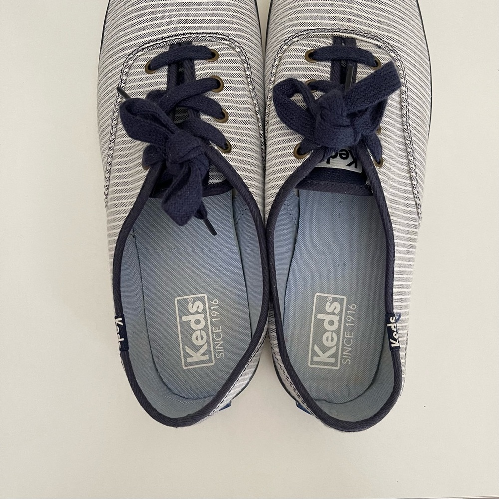 Keds - Blue and White Striped Champion Sneakers - Women’s Size 8 - Picture 9 of 9
